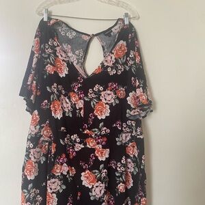 Torrid Pink and Orange Ruffled Tie Front Sundress